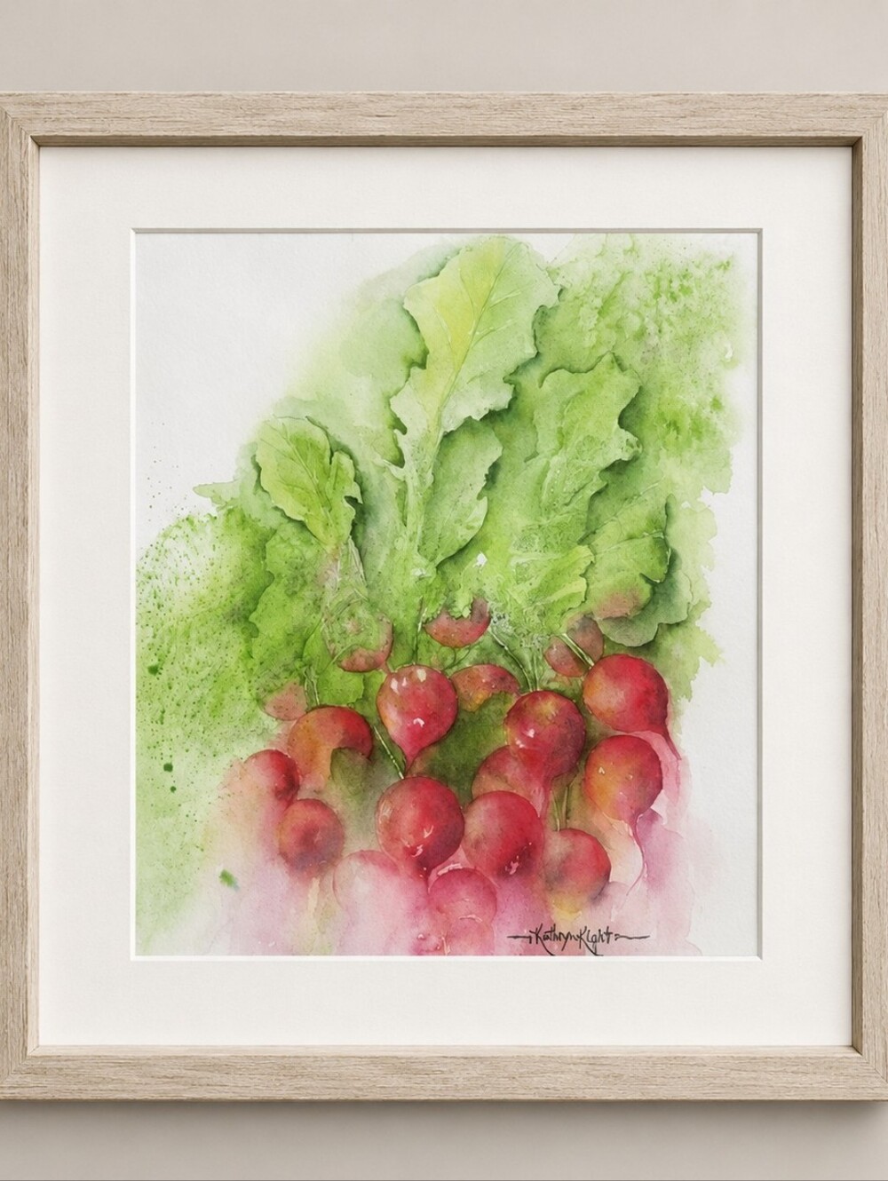 Original Watercolor Painting of Radishes Titled 'Garden Treasures'. 11" x 15"
